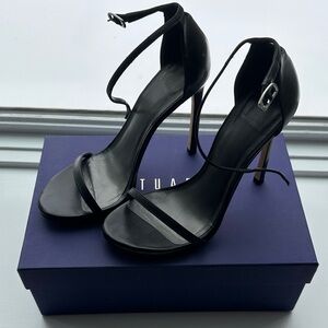 Stuart Weitzman Black Ankle Strap Heels